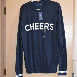 Tommy Hilfiger Holiday Sweater Blue XL "CHEERS"